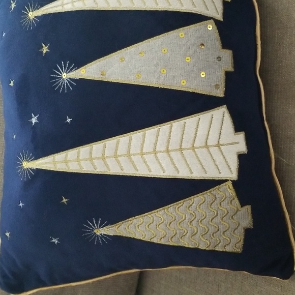 Blue Velvet Holiday Accent Pillow - Picture 2 of 3